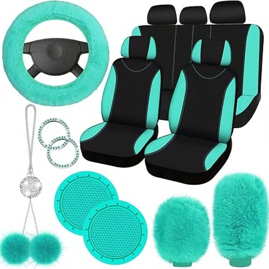 17-Piece Universal Car Seat Cover Set, Fleece - Image 8