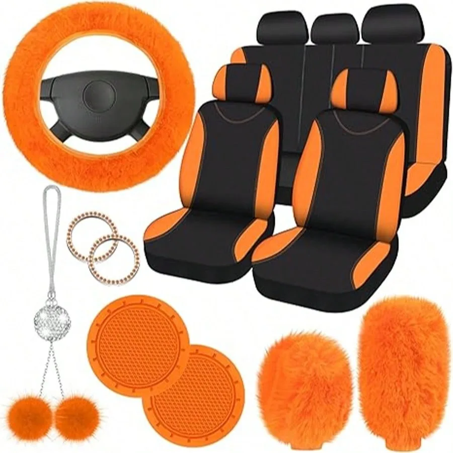 17-Piece Universal Car Seat Cover Set, Fleece - Image 14