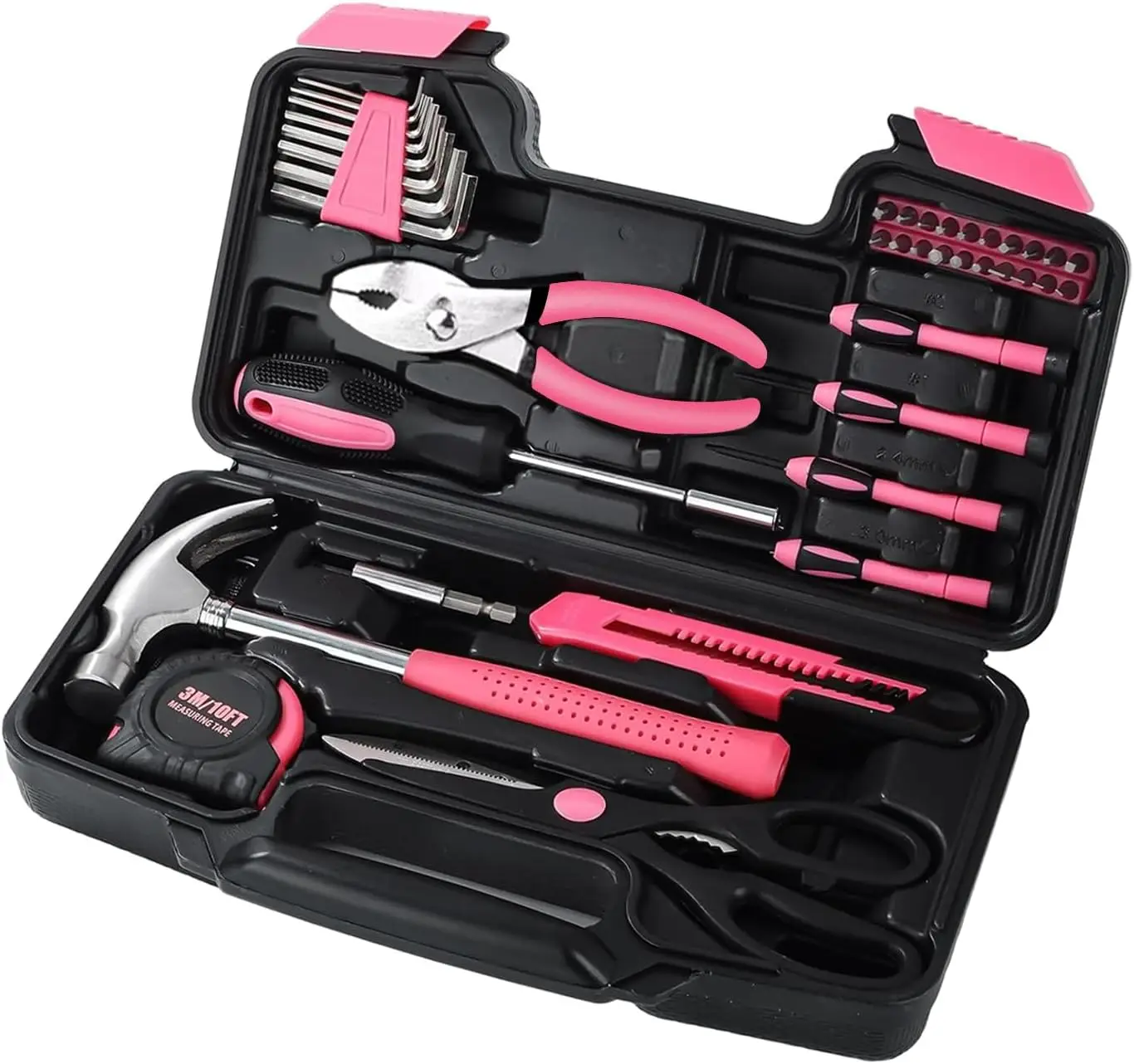 39-Piece Pink Household Tool Kit with Toolbox - Image 1