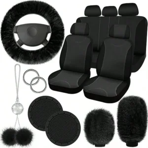 17-Piece Universal Car Seat Cover Set, Fleece - Thumbnail Image 12