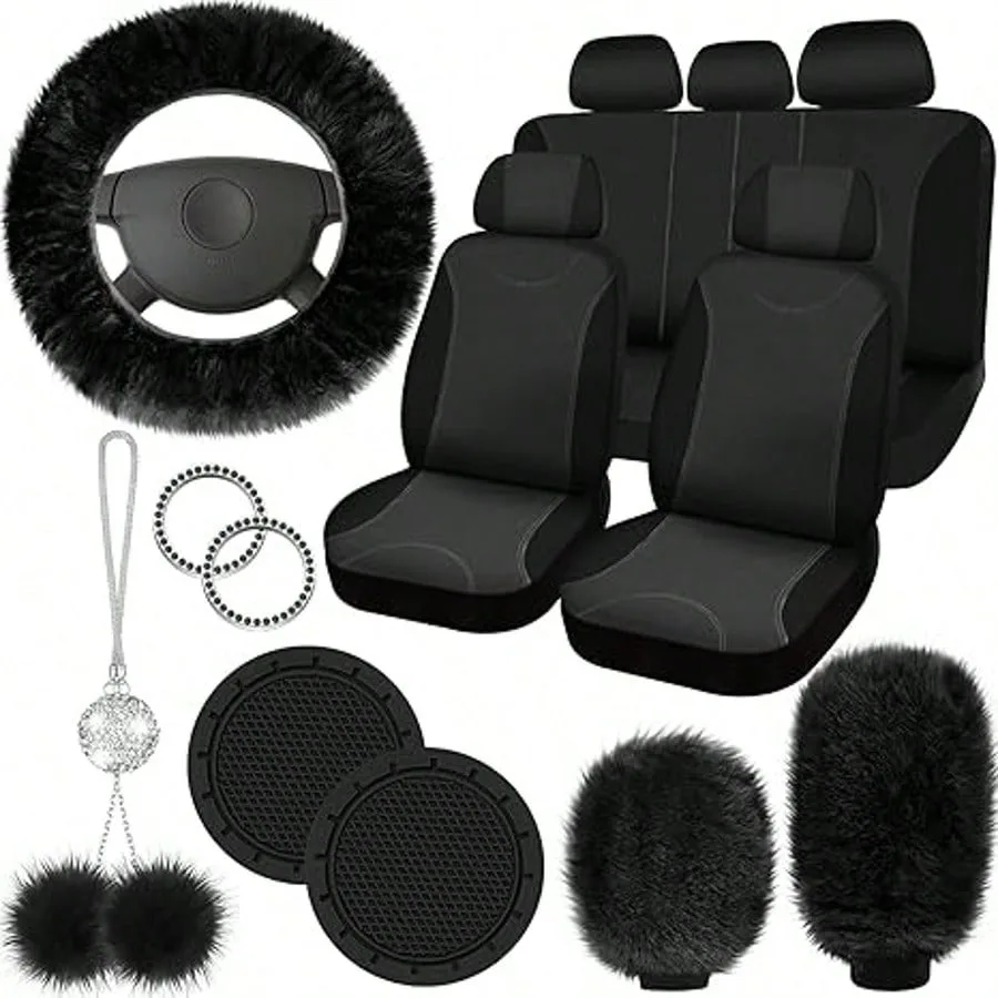 17-Piece Universal Car Seat Cover Set, Fleece - Image 12