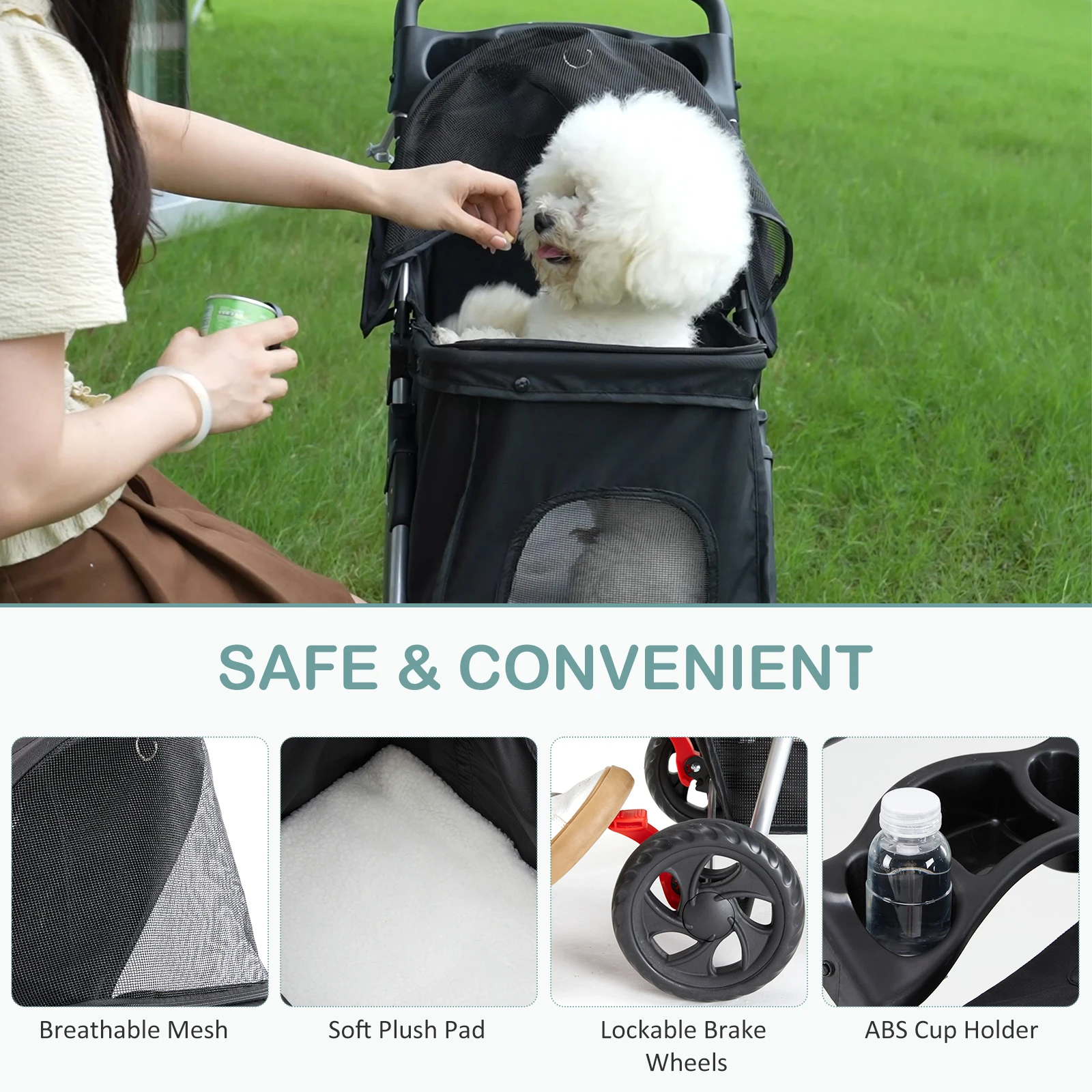 3-Wheel Foldable Pet Stroller for Dogs & Cats - Image 3