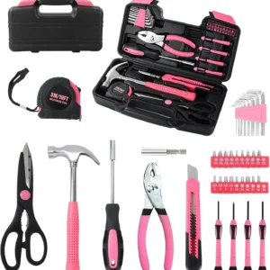 39-Piece Pink Household Tool Kit with Toolbox - Thumbnail Image 5