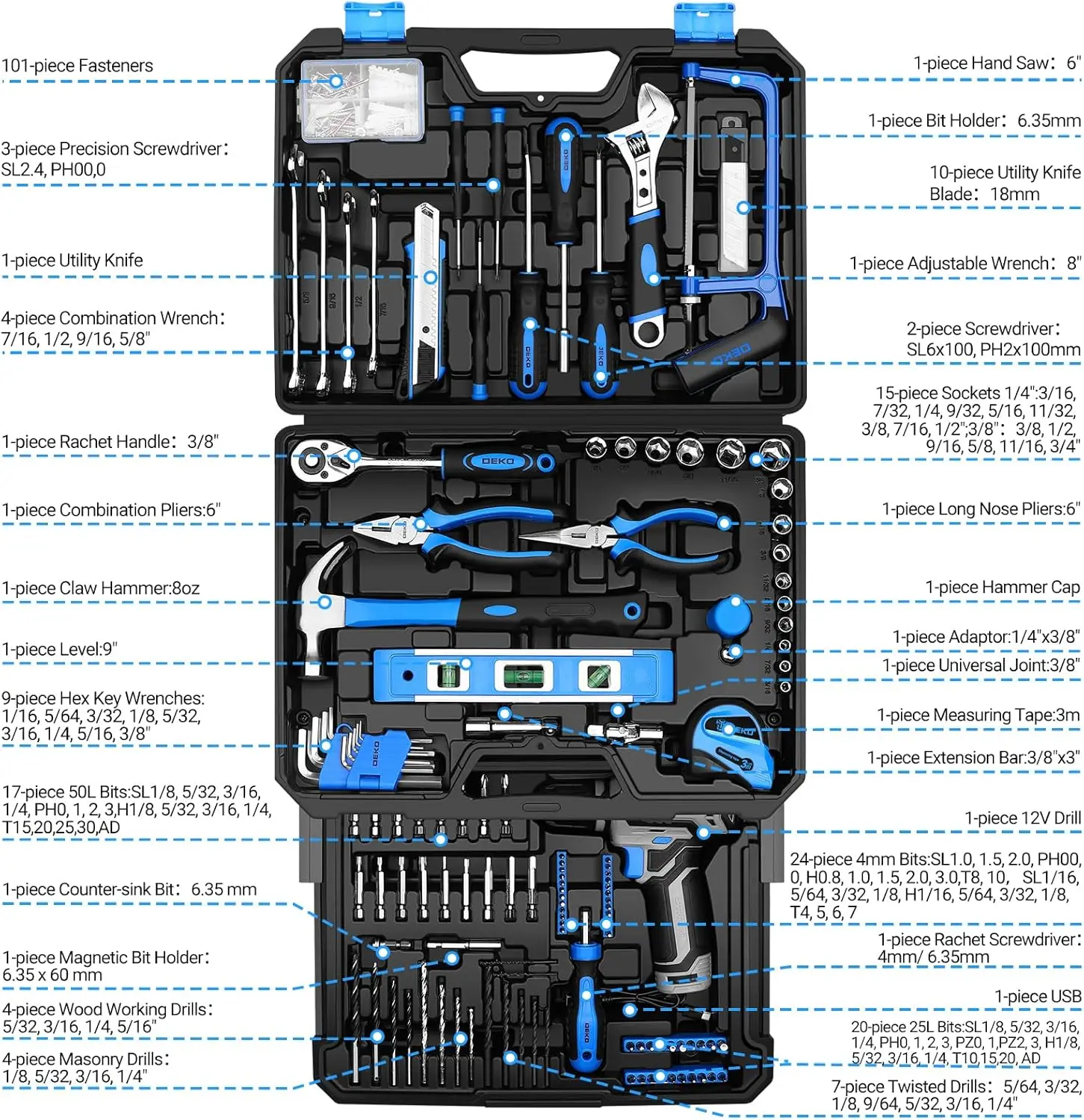 12V Cordless Drill & Home Tool Kit - Image 7