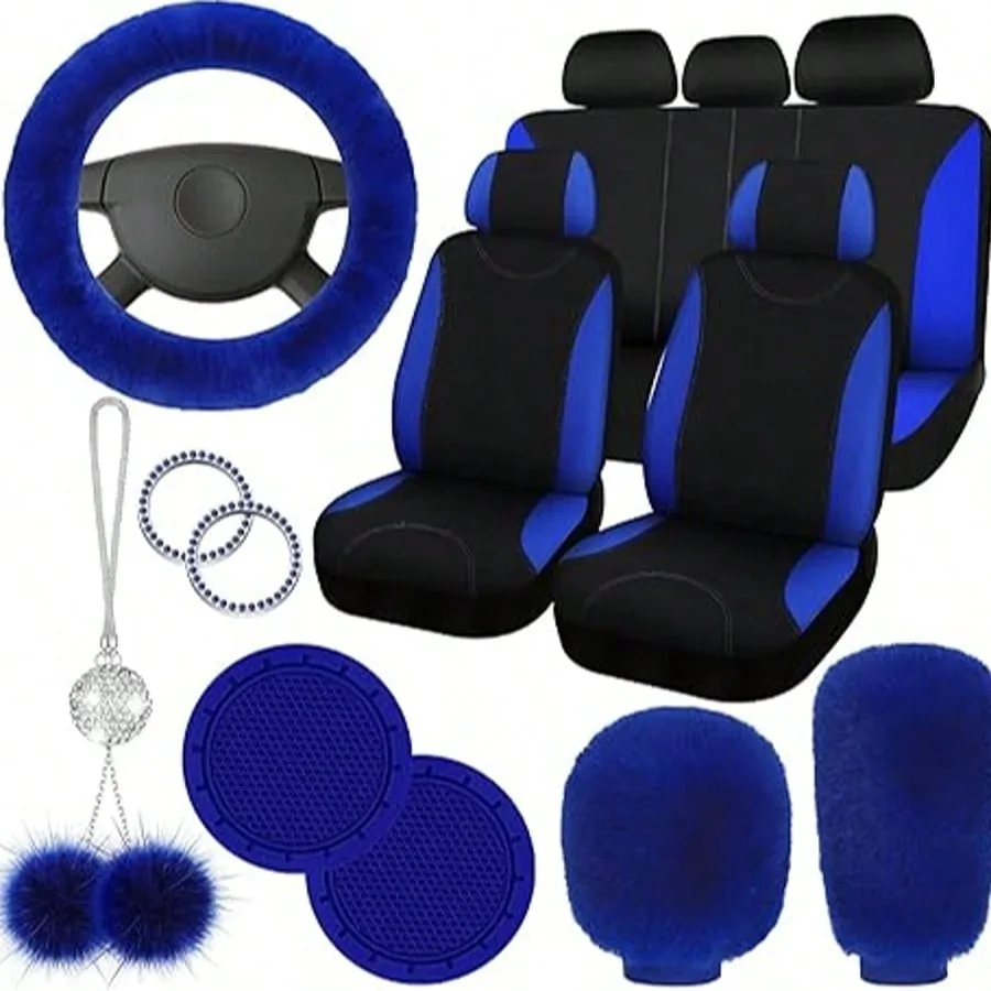 17-Piece Universal Car Seat Cover Set, Fleece - Image 11