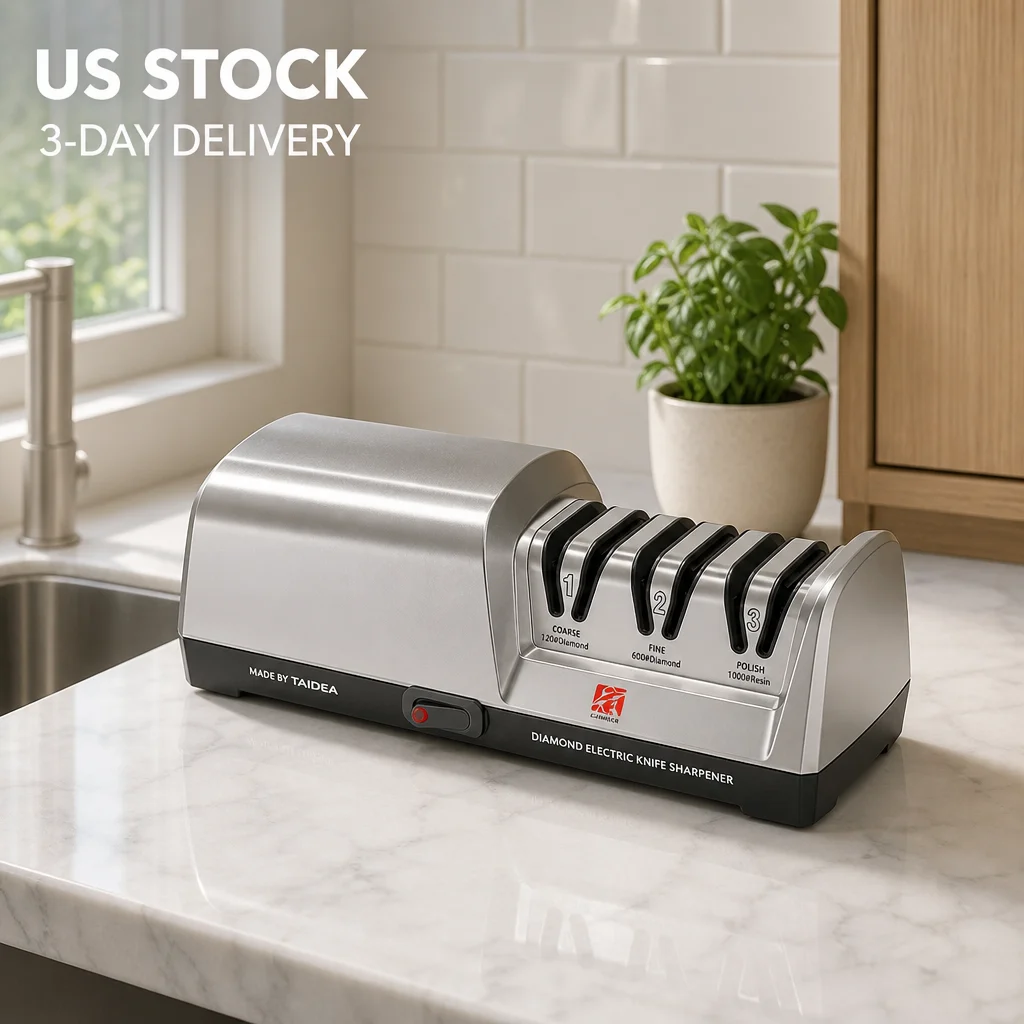 18W 3-Stage 15° Electric Diamond Knife Sharpener - Image 1