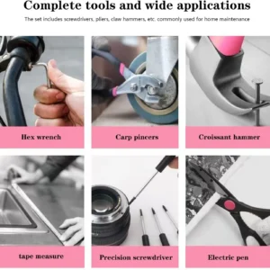 39-Piece Pink Household Tool Kit with Toolbox - Thumbnail Image 4