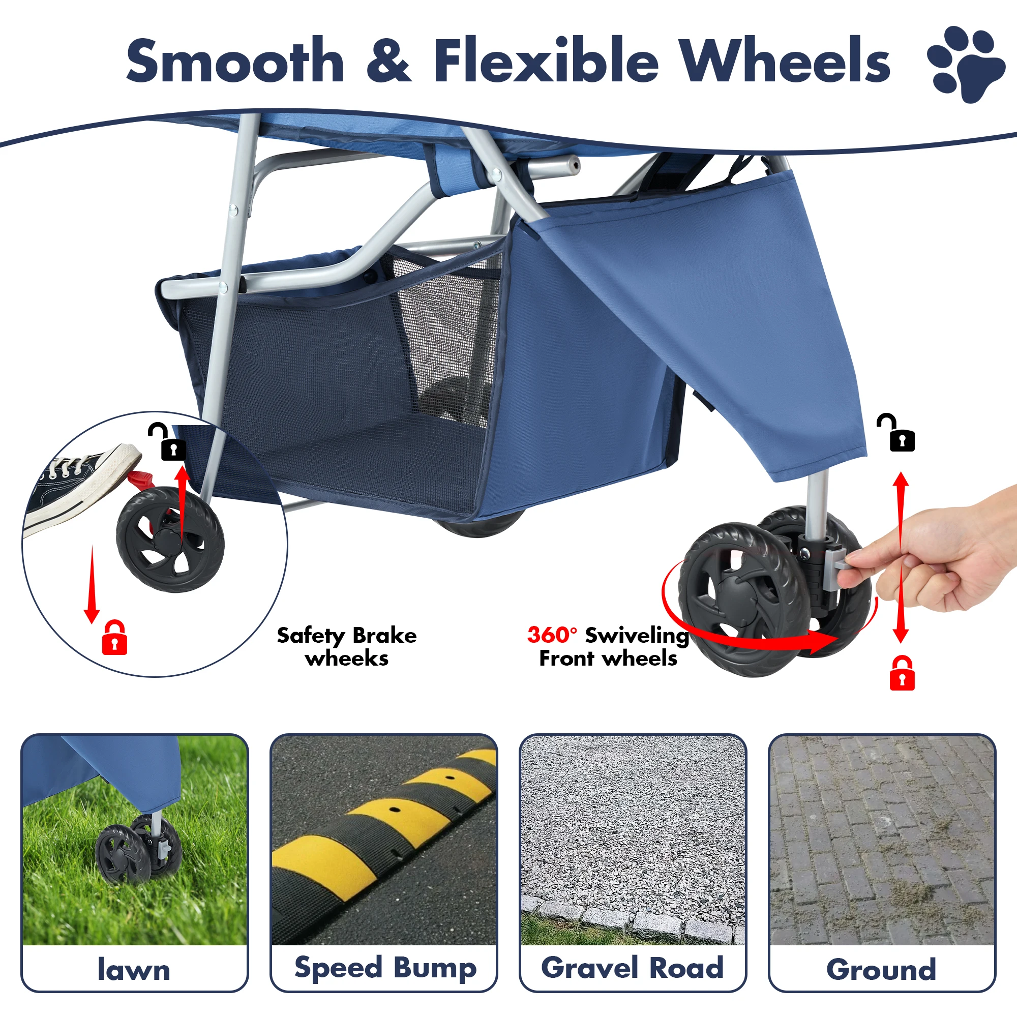 3-Wheel Foldable Pet Stroller for Dogs & Cats - Image 6