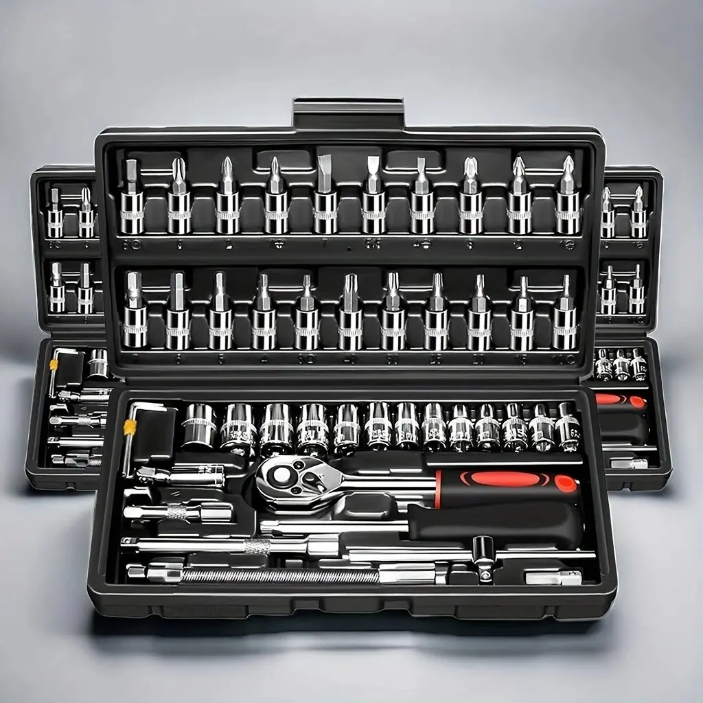 1/4" Drive Ratchet Wrench & Socket Tool Set - Image 3